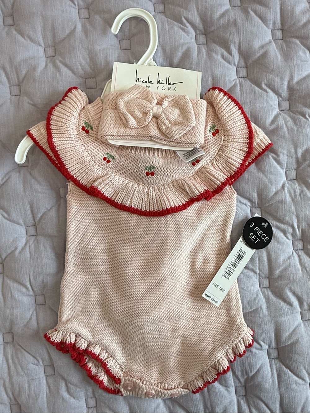 NWT Nicole Miller Knit Ruffle Baby 3pc Set - Size 18 months